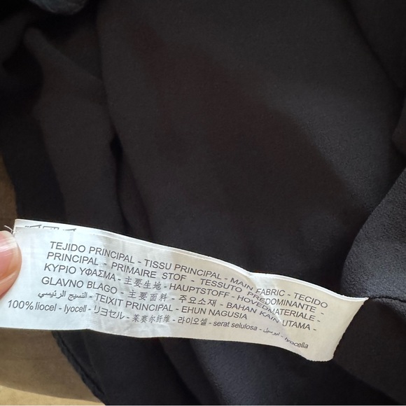 Zara Black Long Dolman Sleeve Mini Dress Gathered V Neck - Picture 9 of 9